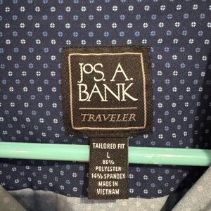 Jos. A. Bank Navy Geometric Traveler Shirt